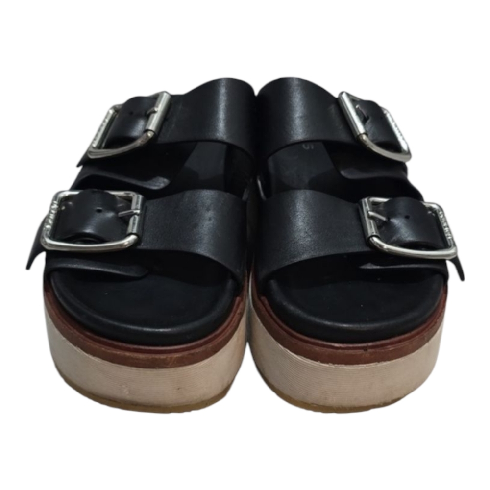 J Slides Black Platform Sandals with Buckle Detail Size 8 - Picture 2 of 7